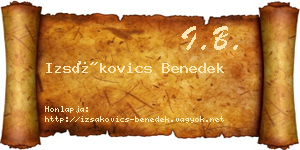Izsákovics Benedek névjegykártya
